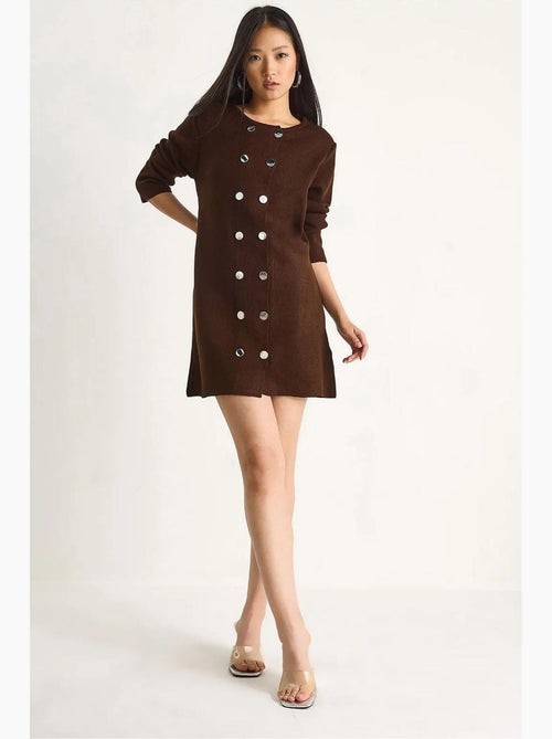 Vestido mini de malha com botões lucci - Kiabi