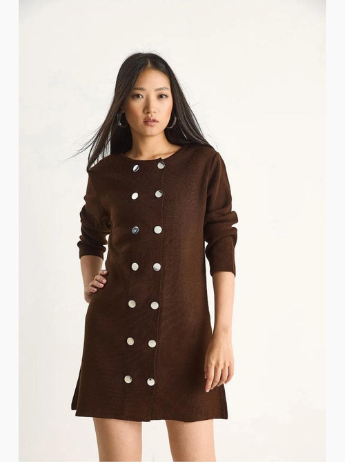 Vestido mini de malha com botões lucci - Kiabi