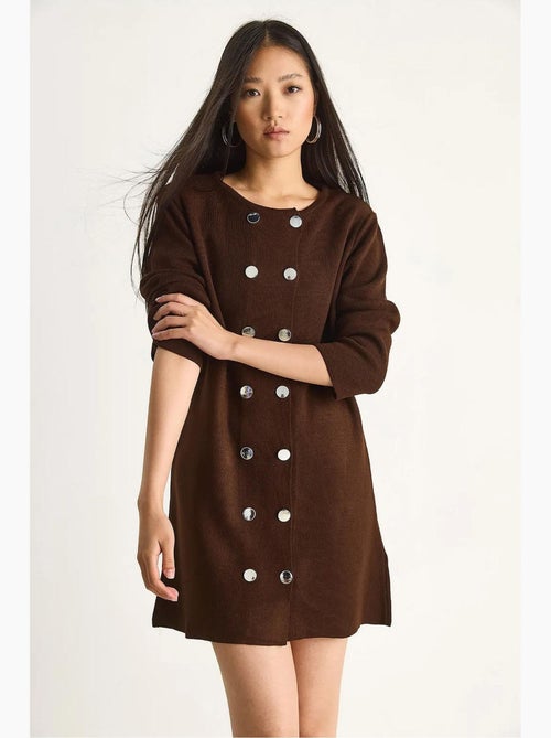 Vestido mini de malha com botões lucci - Kiabi