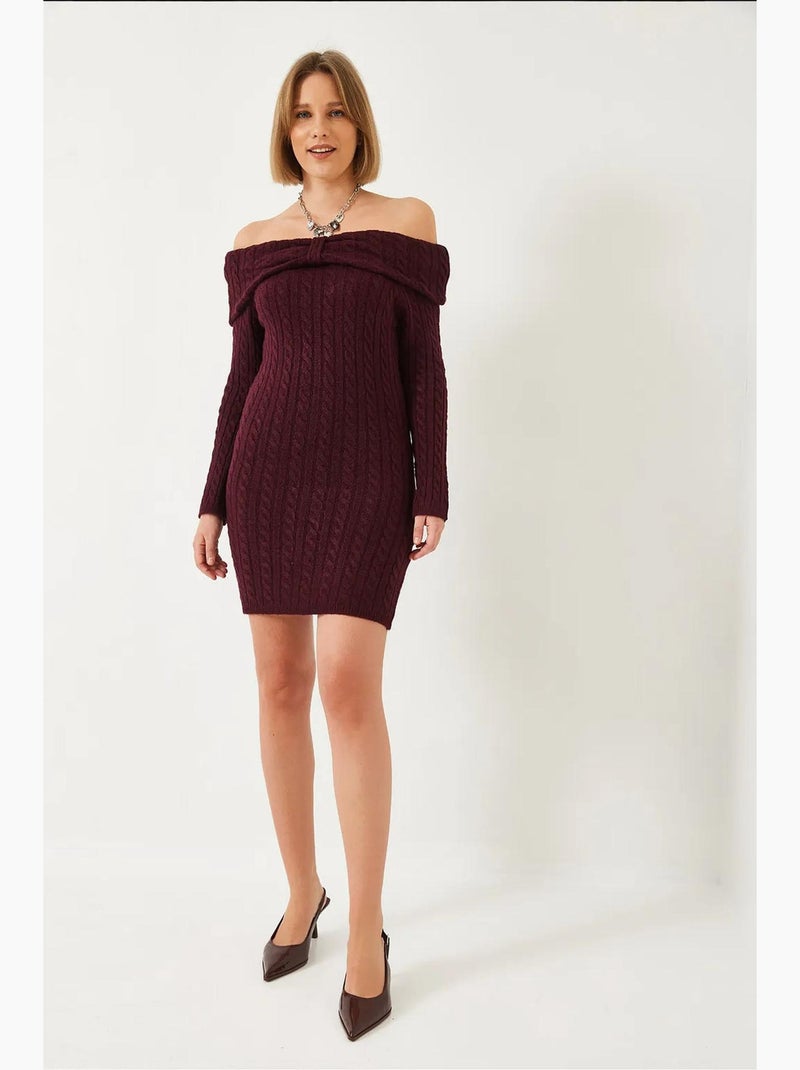 Vestido mini de malha com tranças sem alças lucci Vermelho bordô - Kiabi