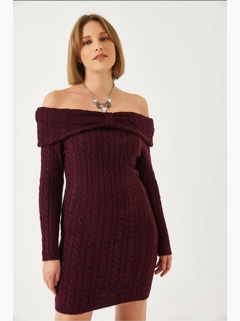 Vestido mini de malha com tranças sem alças lucci Vermelho bordô - Kiabi