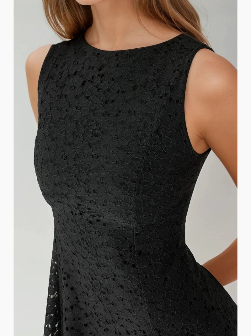 Vestido mini de renda com decote redondo hiccup Preto - Kiabi