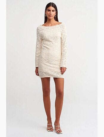 Vestido mini de renda justo dilvin