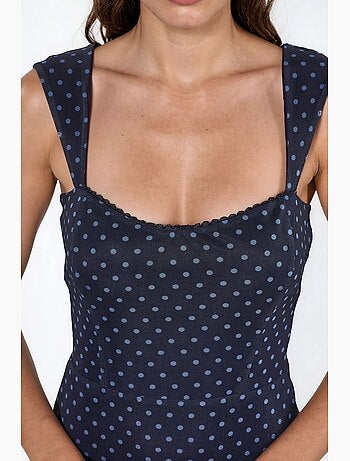 Vestido mini de tule às bolinhas com gola em coração hiccup