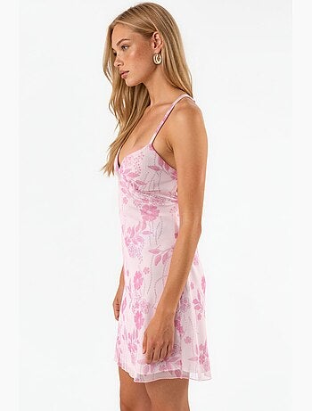 Vestido mini de tule com padrão e detalhe nas costas hiccup
