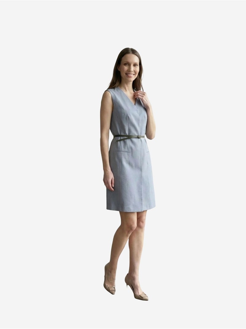 Vestido mini direito sem mangas com decote em v e cinto my fashion Azul-safira - Kiabi