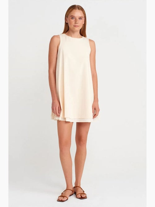 Vestido mini direito sem mangas em popelina de algodão dilvin - Kiabi Vestido mini direito sem mangas em popelina de algodão dilvin - Kiabi