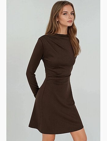 Vestido mini drapeado com decote redondo hiccup