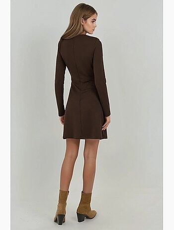 Vestido mini drapeado com decote redondo hiccup
