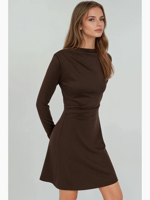 Vestido mini drapeado com decote redondo hiccup - Kiabi Vestido mini drapeado com decote redondo hiccup - Kiabi
