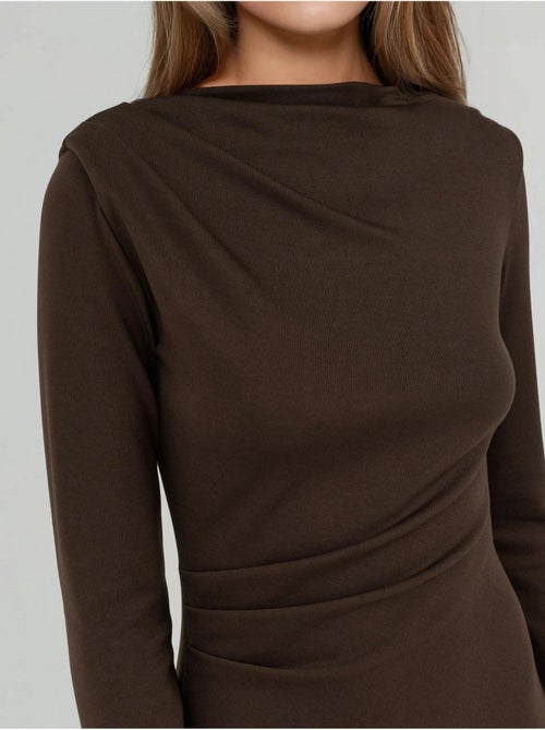 Vestido mini drapeado com decote redondo hiccup - Kiabi Vestido mini drapeado com decote redondo hiccup - Kiabi