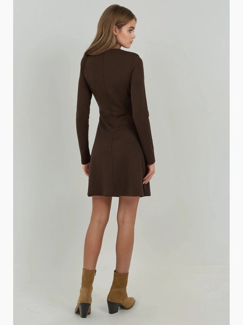 Vestido mini drapeado com decote redondo hiccup - Kiabi Vestido mini drapeado com decote redondo hiccup - Kiabi