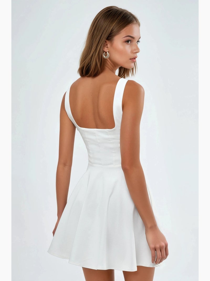Vestido mini em a com decote quadrado hiccup Branco - Kiabi