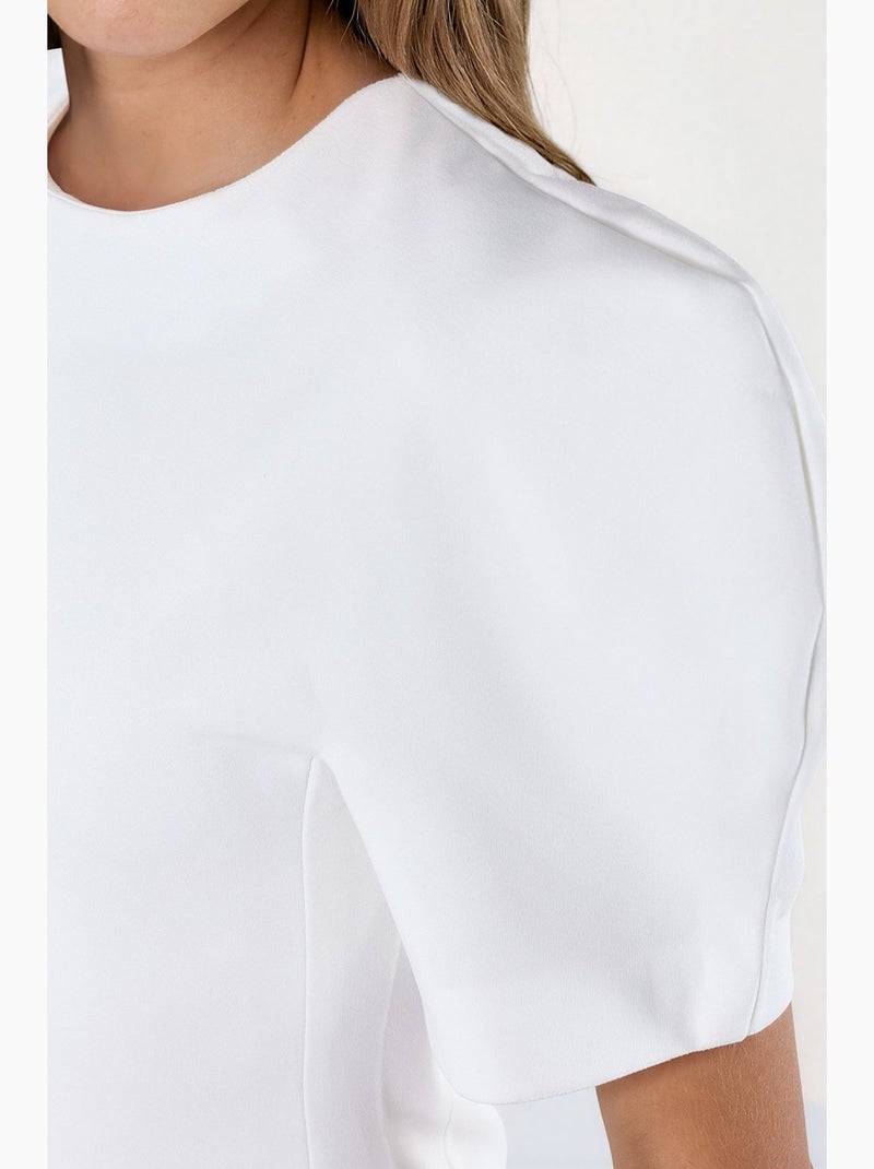 Vestido mini em crepe com bolso e fecho busem Branco - Kiabi