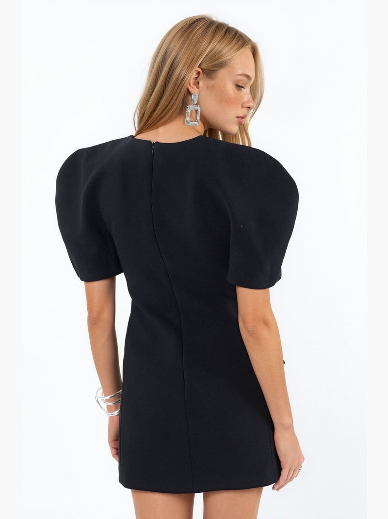 Vestido mini em crepe com bolso e fecho busem Preto - Kiabi