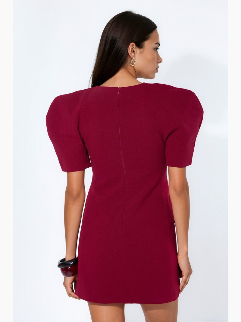 Vestido mini em crepe com bolso e fecho busem Vermelho bordô - Kiabi