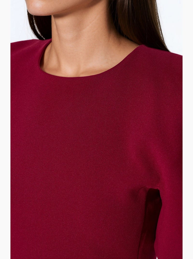 Vestido mini em crepe com bolso e fecho busem Vermelho bordô - Kiabi