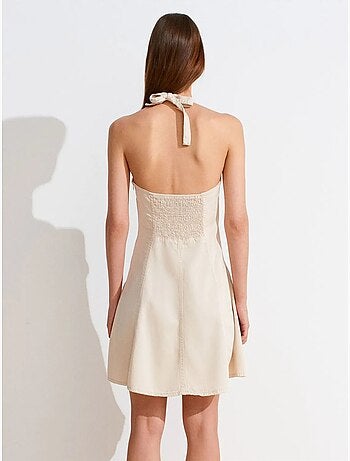 Vestido mini em linha a com decote halter dilvin