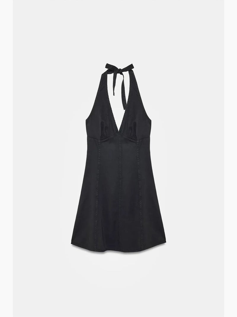 Vestido mini em linha a com decote halter dilvin Preto - Kiabi