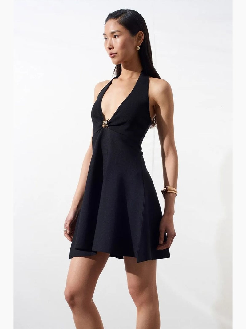Vestido mini em linha a com decote halter sem mangas dilvin Preto - Kiabi