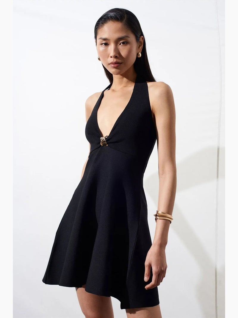 Vestido mini em linha a com decote halter sem mangas dilvin Preto - Kiabi