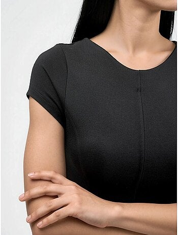 Vestido mini em linha a de manga curta busem