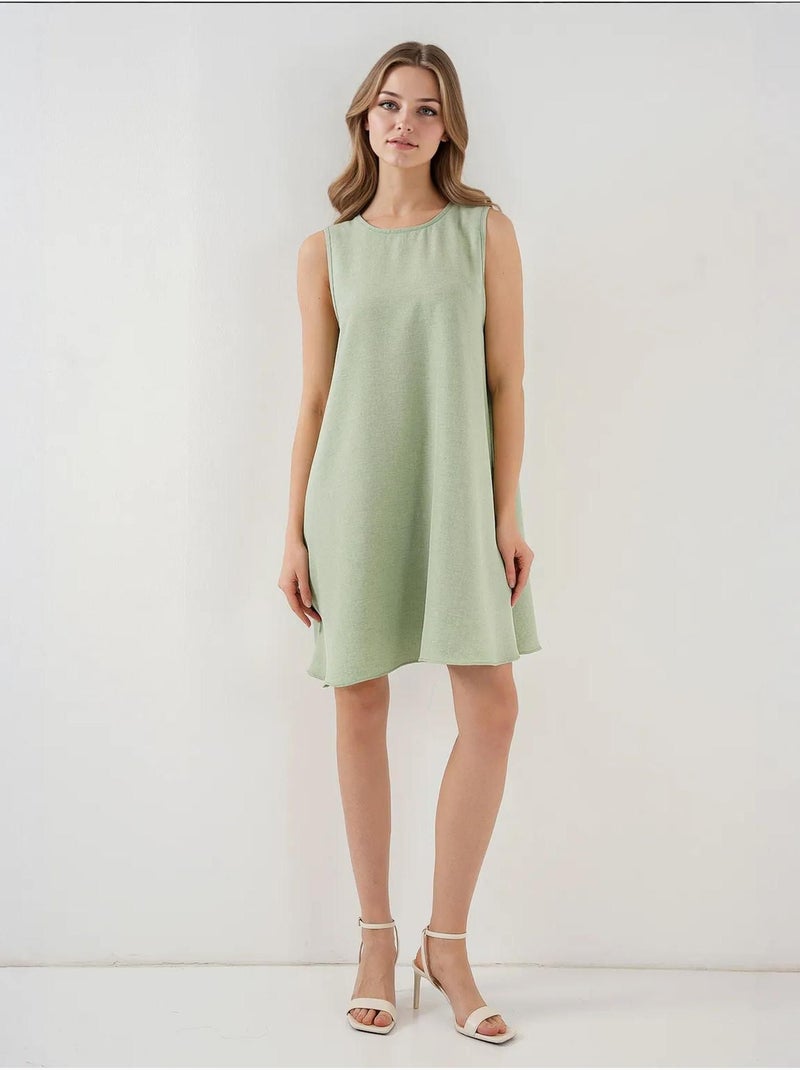 Vestido mini em linha a em mistura de linho bdart Verde claro - Kiabi