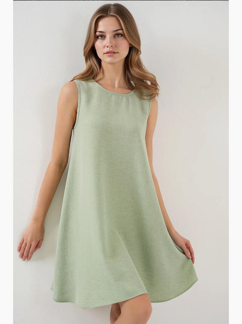 Vestido mini em linha a em mistura de linho bdart Verde claro - Kiabi