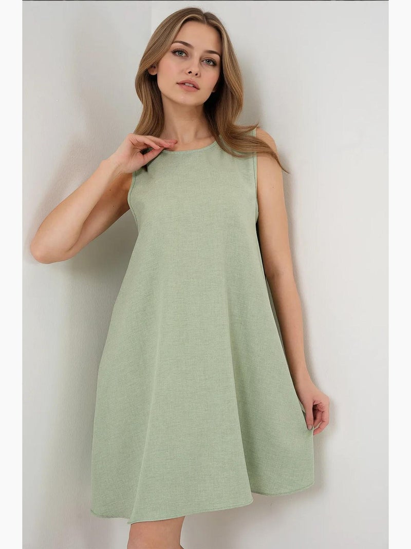 Vestido mini em linha a em mistura de linho bdart Verde claro - Kiabi