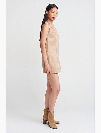 Vestido mini em pele sintética sem mangas dilvin