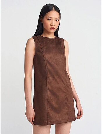 Vestido mini em pele sintética sem mangas dilvin
