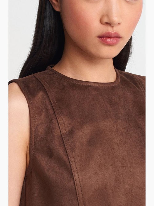 Vestido mini em pele sintética sem mangas dilvin - Kiabi