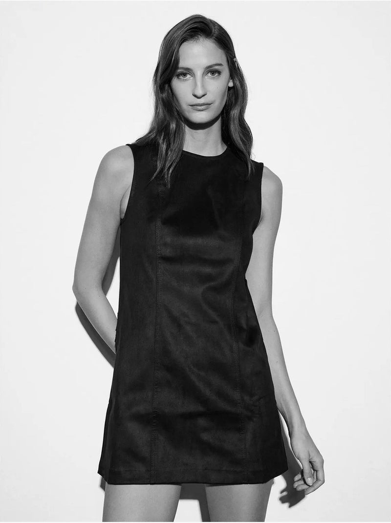 Vestido mini em pele sintética sem mangas dilvin Preto - Kiabi