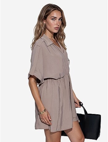 Vestido mini envelope texturizado busem