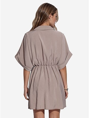 Vestido mini envelope texturizado busem