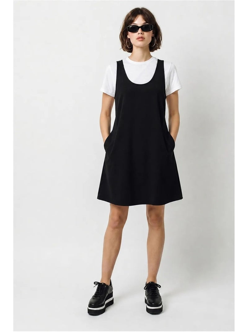 Vestido mini evasê sem mangas com bolsos lucci Preto - Kiabi