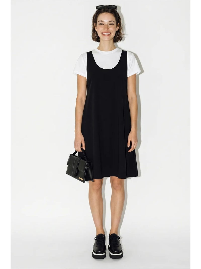 Vestido mini evasê sem mangas com bolsos lucci Preto - Kiabi