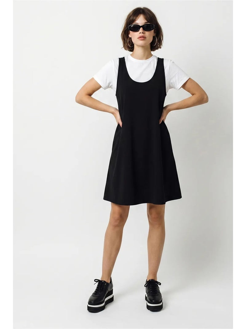 Vestido mini evasê sem mangas com bolsos lucci Preto - Kiabi