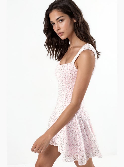 Vestido mini floral com gola coração hiccup - Kiabi