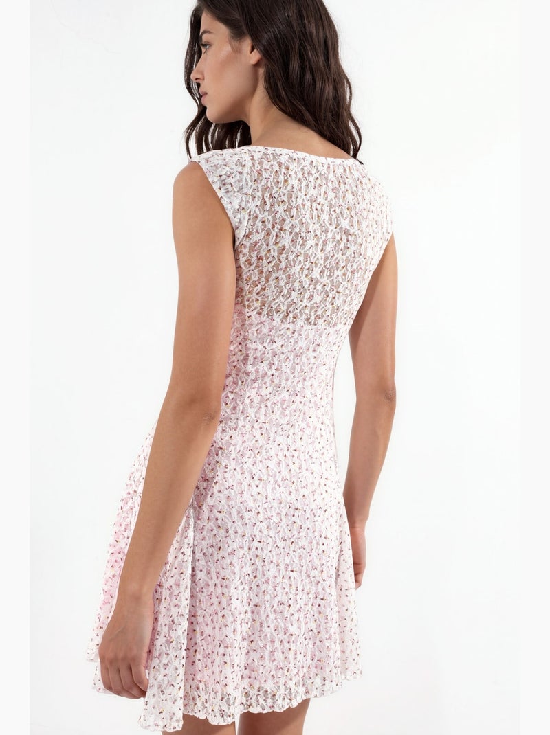 Vestido mini floral com gola coração hiccup Rosa-claro - Kiabi
