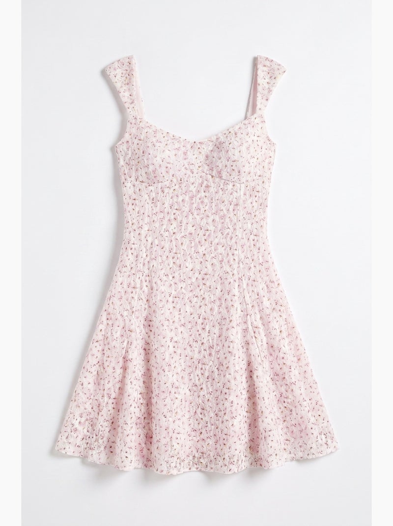 Vestido mini floral com gola coração hiccup Rosa-claro - Kiabi