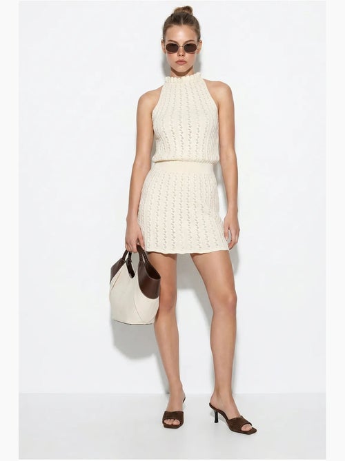 Vestido mini halter em malha com tranças lucci - Kiabi