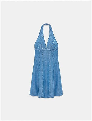 Vestido mini halter em tencel dilvin