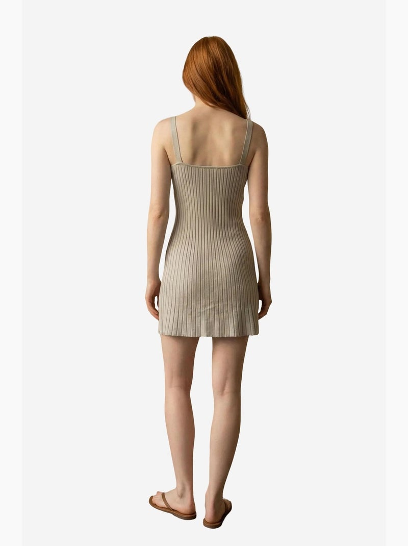 Vestido mini justo canelado com decote quadrado my fashion Cinza - Kiabi
