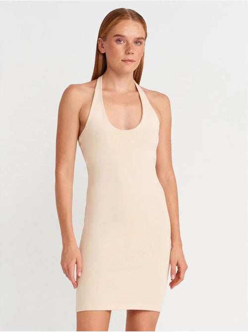 Vestido mini justo canelado dilvin - Kiabi Vestido mini justo canelado dilvin - Kiabi