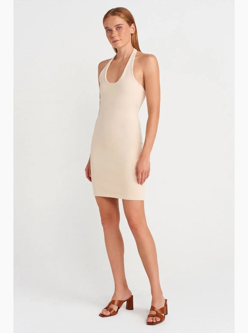 Vestido mini justo canelado dilvin Bege natural - Kiabi