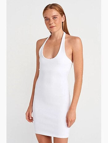 Vestido mini justo canelado dilvin