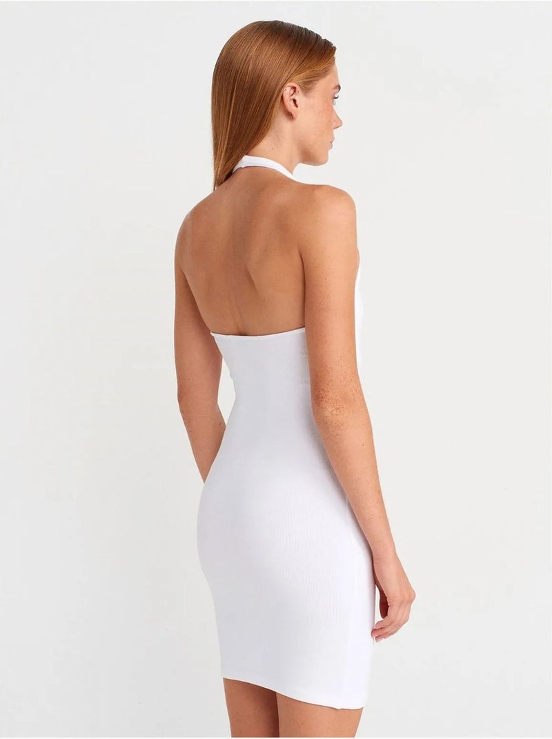 Vestido mini justo canelado dilvin Branco - Kiabi