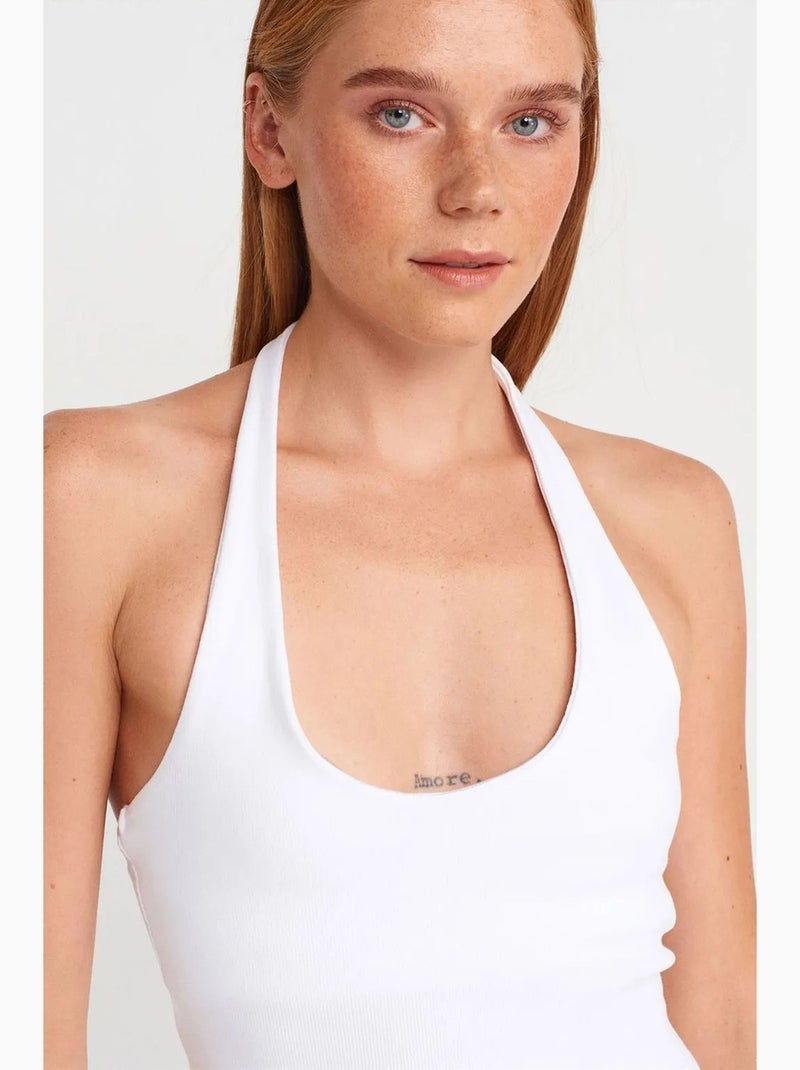 Vestido mini justo canelado dilvin Branco - Kiabi