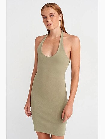 Vestido mini justo canelado dilvin